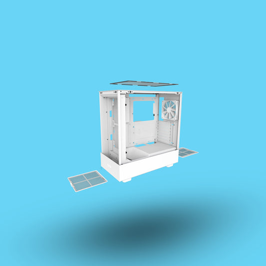 GABINETE NZXT H5 FLOW CON VENTANA USB SIN FUENTE 2 VENTILADORES BLANCO (CC-H51FW-01)