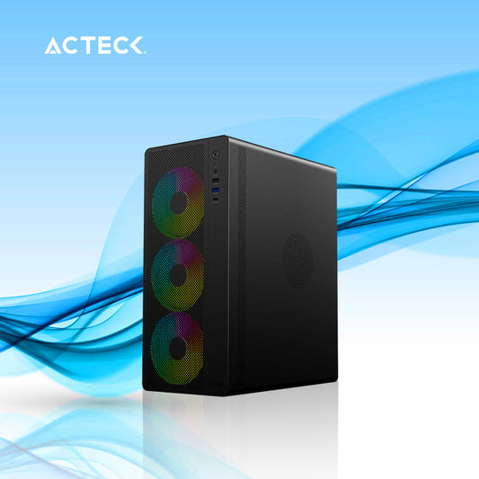 GABINETE GAMER ACTECK ESSEN PRO X GM767 MEDIA TORRE ATX/MICRO ATX/ITX 3 VENTILADORES PANEL LATERAL (AC-941709)