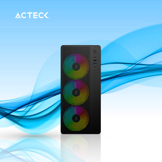 GABINETE GAMER ACTECK ESSEN PRO X GM767 MEDIA TORRE ATX/MICRO ATX/ITX 3 VENTILADORES PANEL LATERAL (AC-941709)