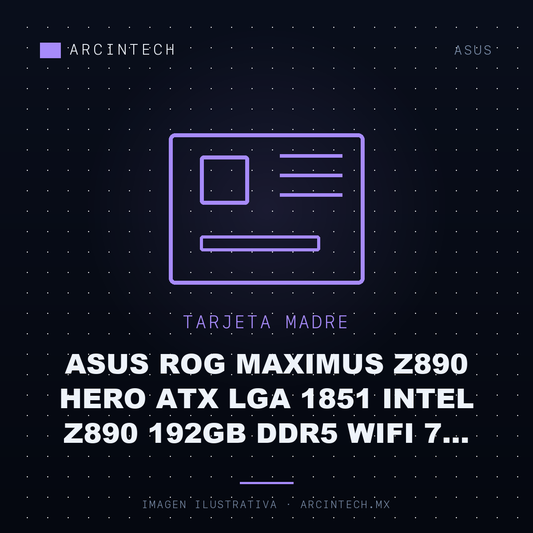 Tarjeta Madre ASUS Rog Maximus Z890 Hero ATX LGA 1851 Intel Z890 192GB DDR5 WiFi 7 HDMI 3XPCIE 5.0 M.2