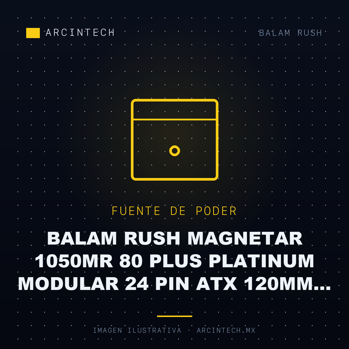 Fuente de Poder Balam Rush Magnetar 1050MR 80 Plus Platinum Modular 24 Pin ATX 120MM 1050W Negro
