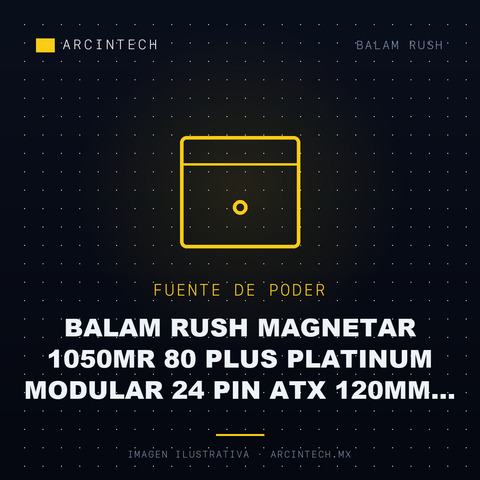 Fuente de Poder Balam Rush Magnetar 1050MR 80 Plus Platinum Modular 24 Pin ATX 120MM 1050W Negro
