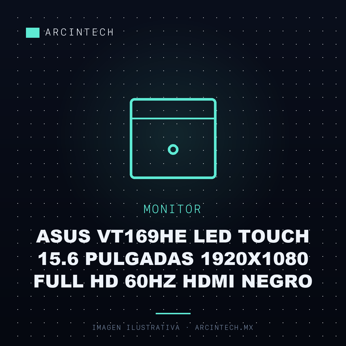 Monitor ASUS VT169HE LED Touch 15.6 Pulgadas 1920X1080 Full HD 60Hz HDMI Negro