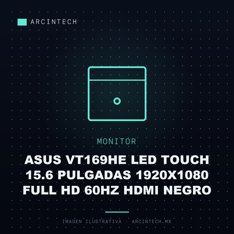 Monitor ASUS VT169HE LED Touch 15.6 Pulgadas 1920X1080 Full HD 60Hz HDMI Negro