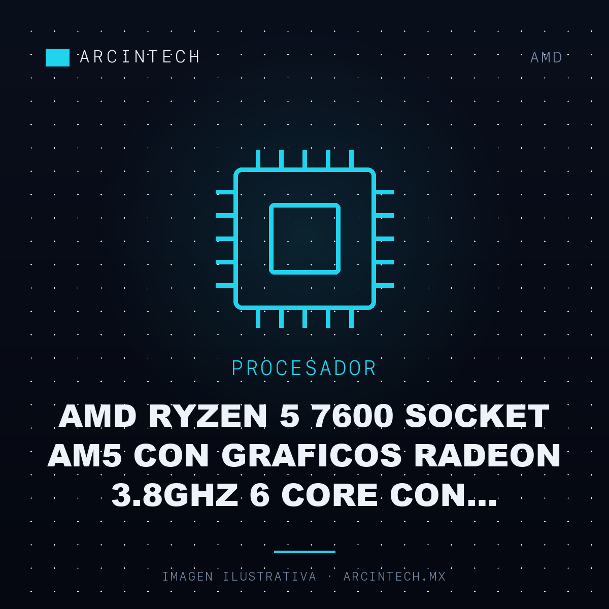 Procesador AMD Ryzen 5 7600 Socket AM5 con Graficos Radeon 3.8GHz 6 Core con Disipador