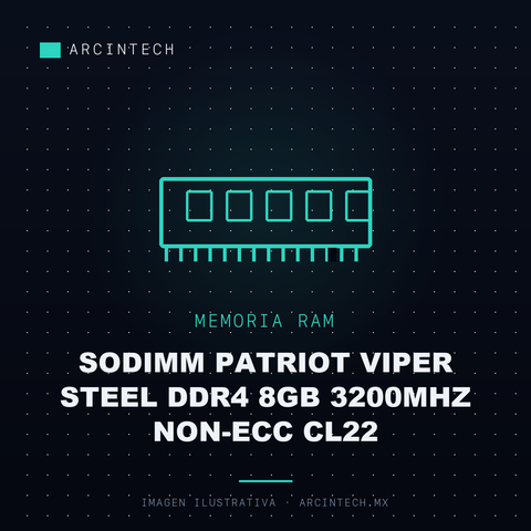Memoria RAM Sodimm Patriot Viper Steel DDR4 8GB 3200MHz Non-ecc CL22