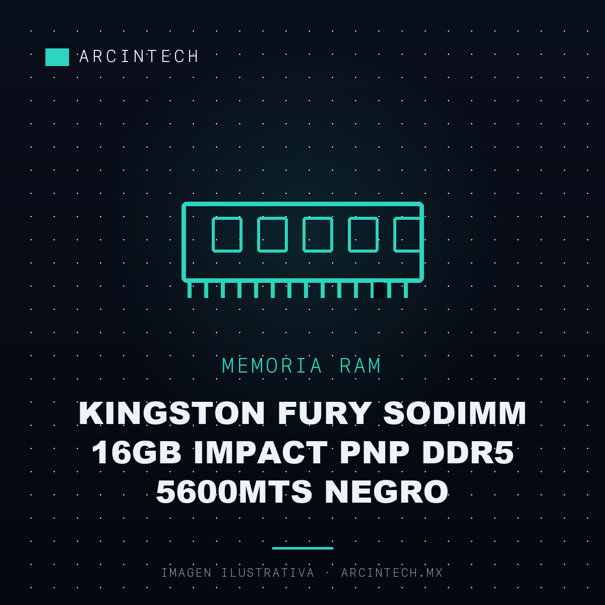 Memoria RAM Kingston Fury Sodimm 16GB Impact Pnp DDR5 5600MTS Negro