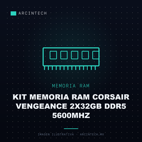 Kit Memoria RAM Corsair Vengeance 2X32GB DDR5 5600MHz
