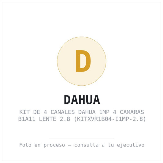 Kit de 4 Canales Dahua 1MP 4 Camaras B1A11 Lente 2.8