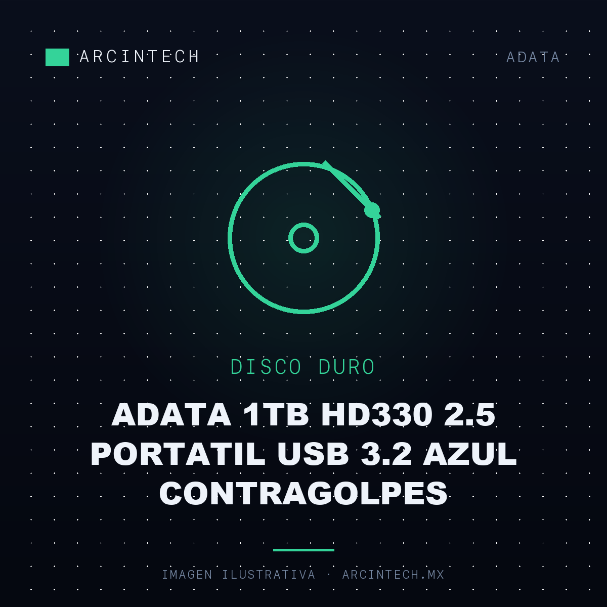 Disco Duro Externo Adata 1TB HD330 2.5 Portatil USB 3.2 Azul Contragolpes