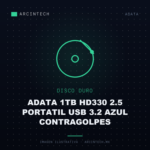 Disco Duro Externo Adata 1TB HD330 2.5 Portatil USB 3.2 Azul Contragolpes