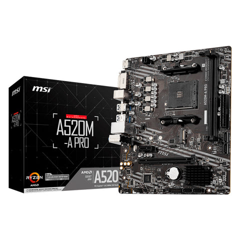 TARJETA MADRE MSI A520M-A PRO SOC AM4 MATX DDR4 HDMI DVI PCIE M.2 (A520M-A PRO)