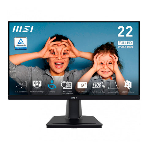 MONITOR LED MSI PRO MP225 DE 21.5 PULGADAS 1920 X 1080 FULL HD 100HZ 4 MS HDMI VGA NEGRO (PRO MP225)