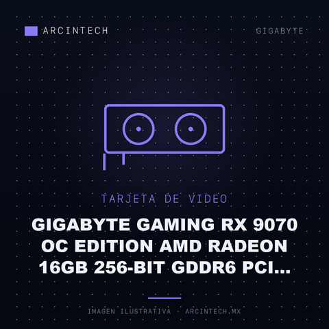 Tarjeta de Video Gigabyte Gaming RX 9070 OC Edition AMD Radeon 16GB 256-bit GDDR6 PCI Express 5.0