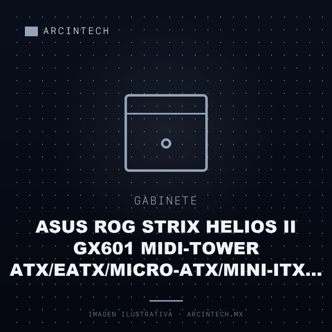 Gabinete ASUS Rog Strix Helios Ii GX601 Midi-tower Atx/eatx/micro-atx/mini-itx USB 3.0 sin Fuente 4 Ventiladores Instalados Negro