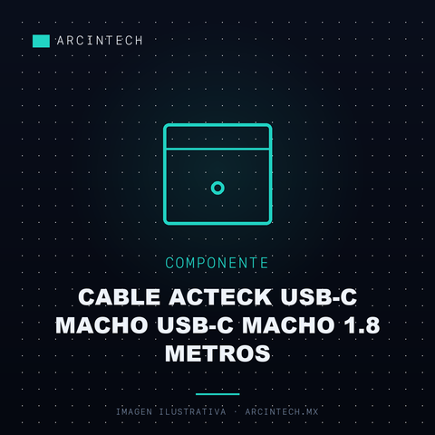 Cable Acteck USB-C Macho USB-C Macho 1.8 Metros