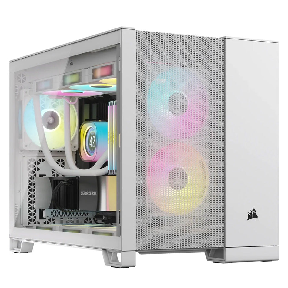 GABINETE CORSAIR 2500D AIRFLOW  BLANCO SEMITORRE 2 CAMARAS MATX MITX CRISTAL TEMPLADO GAMER (CC-9011264-WW)