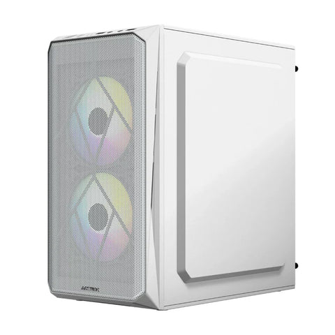 GABINETE ACTECK DOOM GI630 MICRO TORRE FUENTE 500W PANEL IZQ ACRILICO FRENTE MALLA 3 VENTILADORES RGB BLANCO (AC-935746)