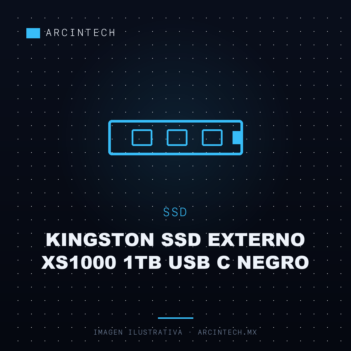 Unidad de Estado Solido Kingston SSD Externo XS1000 1TB USB C Negro