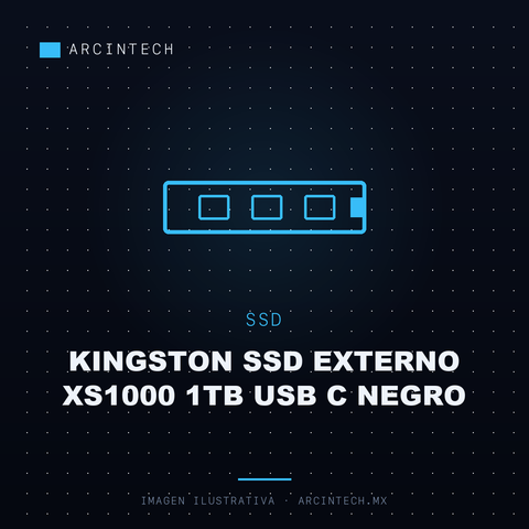 Unidad de Estado Solido Kingston SSD Externo XS1000 1TB USB C Negro