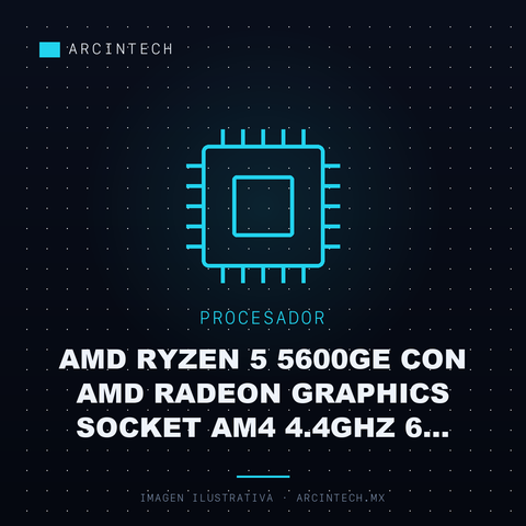 Procesador AMD Ryzen 5 5600GE con AMD Radeon Graphics Socket AM4 4.4GHz 6 Nucleos 16MB Cache 100 100000261BOX