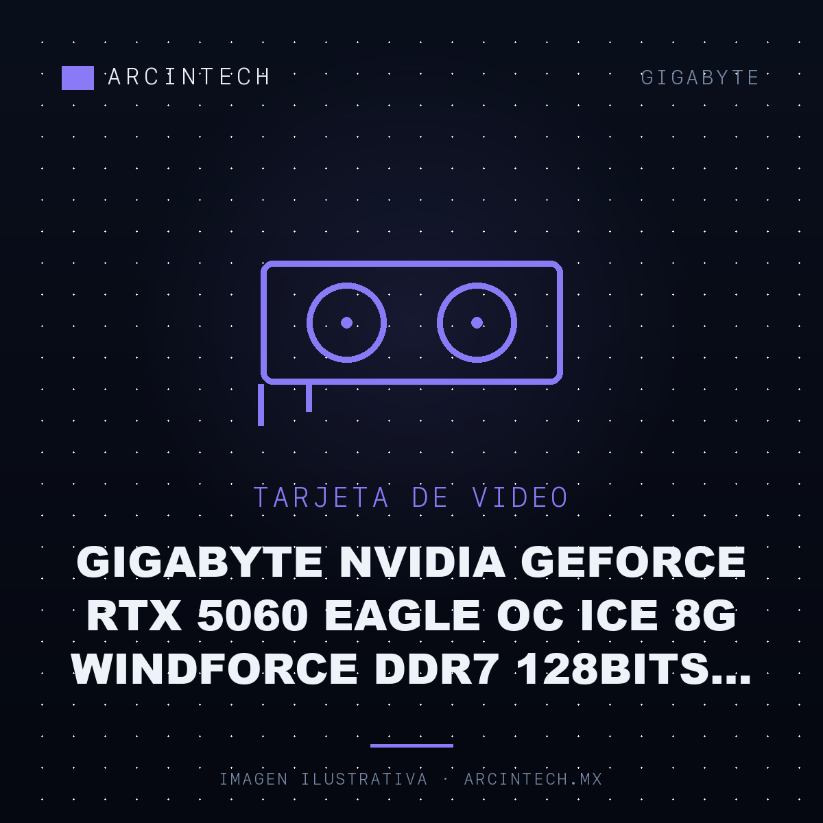 Tarjeta de Video Gigabyte NVIDIA GeForce RTX 5060 Eagle OC Ice 8G Windforce DDR7 128BITS Blanco