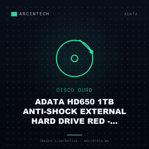 Disco Duro Externo Adata HD650 1TB Anti-shock External Hard Drive Red - AHD650-1TU31-CRD