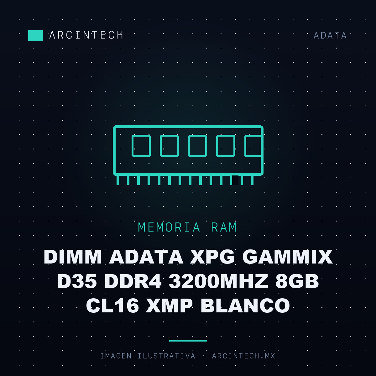 Memoria RAM Dimm Adata XPG Gammix D35 DDR4 3200MHz 8GB CL16 Xmp Blanco