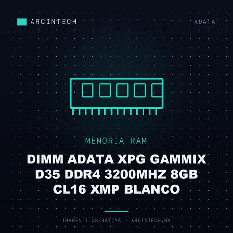 Memoria RAM Dimm Adata XPG Gammix D35 DDR4 3200MHz 8GB CL16 Xmp Blanco