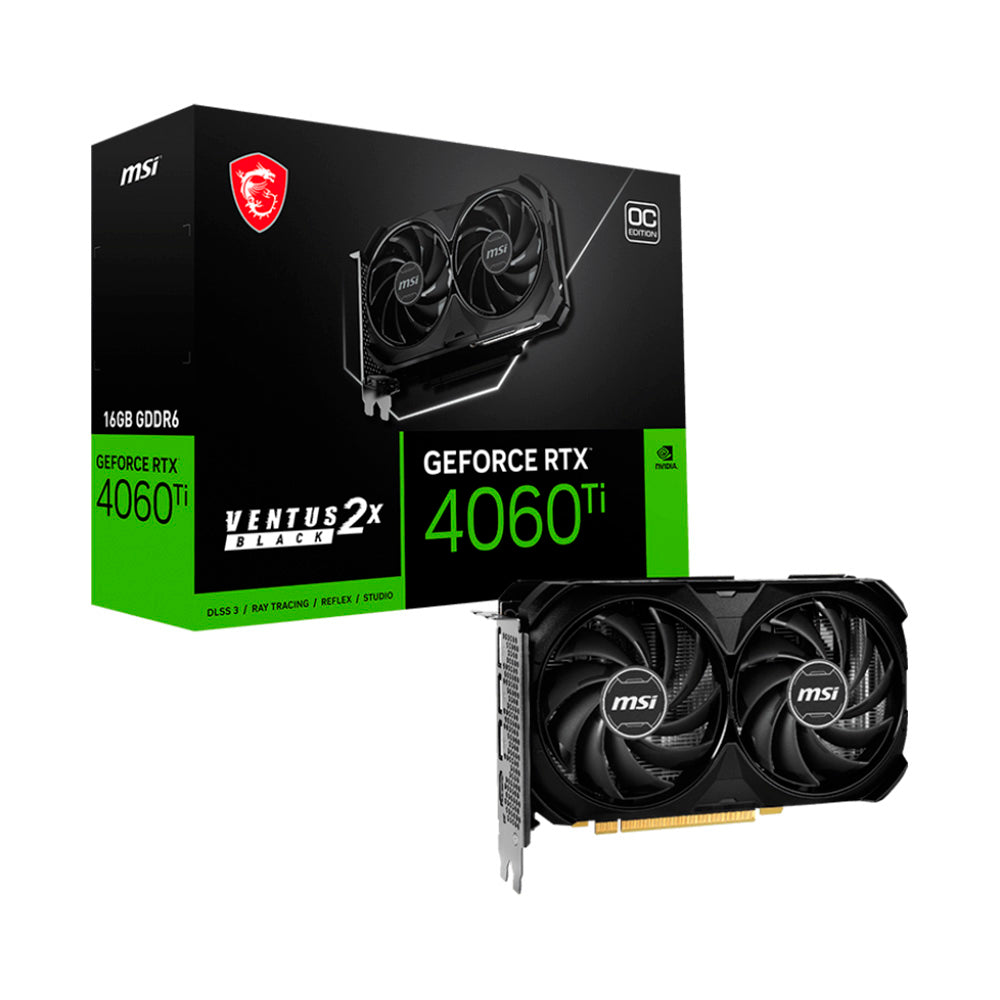 TARJETA DE VIDEO MSI NVIDIA GEFORCE RTX 4060 TI VENTUS 2X BLACK 16G OC 16GB 128-BIT GDDR6 PCI EXPRESS 4.0 (RTX 4060 TI VENTUS 2X BLACK 16G OC)