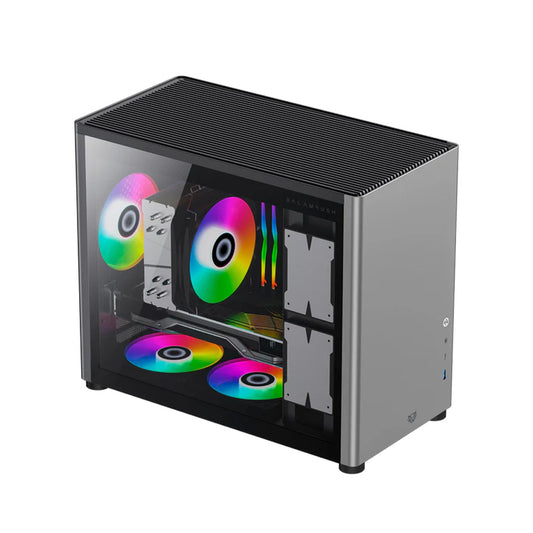 GABINETE GAMER BALAM RUSH ERIS SPECIAL GI985 M-ATX MINI TORRE CRISTAL TEMPLADO USB-C GRIS (BR-935371)