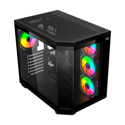 GABINETE BALAM RUSH TANK MASTER 9600 TB VENTANA RGB MIDI-TOWER SIN FUENTE 3 VENTILADORES RGB INSTALADOS NEGRO (BR-938679)