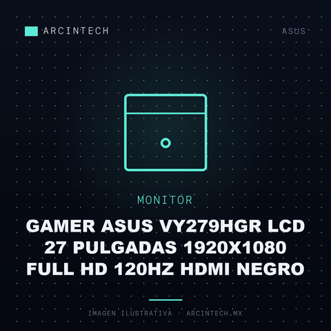 Monitor Gamer ASUS VY279HGR LCD 27 Pulgadas 1920X1080 Full HD 120Hz HDMI Negro