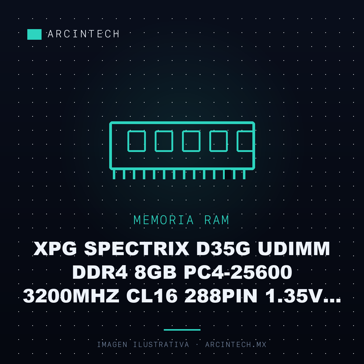 Memoria XPG Spectrix D35G Udimm DDR4 8GB PC4-25600 3200MHz CL16 288PIN 1.35V RGB con Disipador Pc/gamer Color Blanco