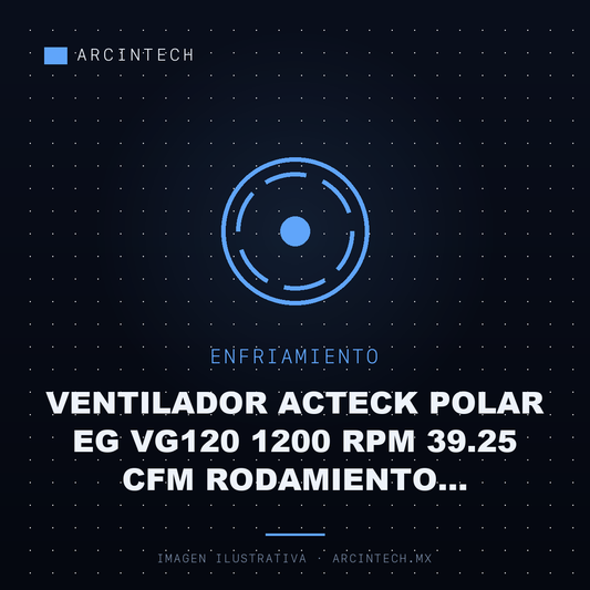 Ventilador Acteck Polar Eg VG120 1200 RPM 39.25 Cfm Rodamiento Hidraulico 7 Aspas Conector Molex 120 X 25 Mm
