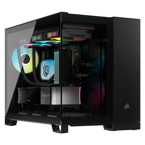 GABINETE CORSAIR 2500D AIRFLOW NEGRO SEMITORRE 2 CAMARAS MATX MITX CRISTALTEMPLADO GAMER (CC-9011263-WW)