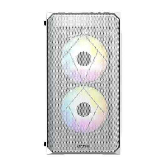 GABINETE ACTECK DOOM GI630 MICRO TORRE FUENTE 500W PANEL IZQ ACRILICO FRENTE MALLA 3 VENTILADORES RGB BLANCO (AC-935746)