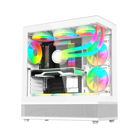 GABINETE BALAM RUSH TANK SUPER 9200 TB VENTANA RGB MIDI-TOWER SIN FUENTE 3 VENTILADORES RGB INSTALADOS BLANCO (BR-938730)