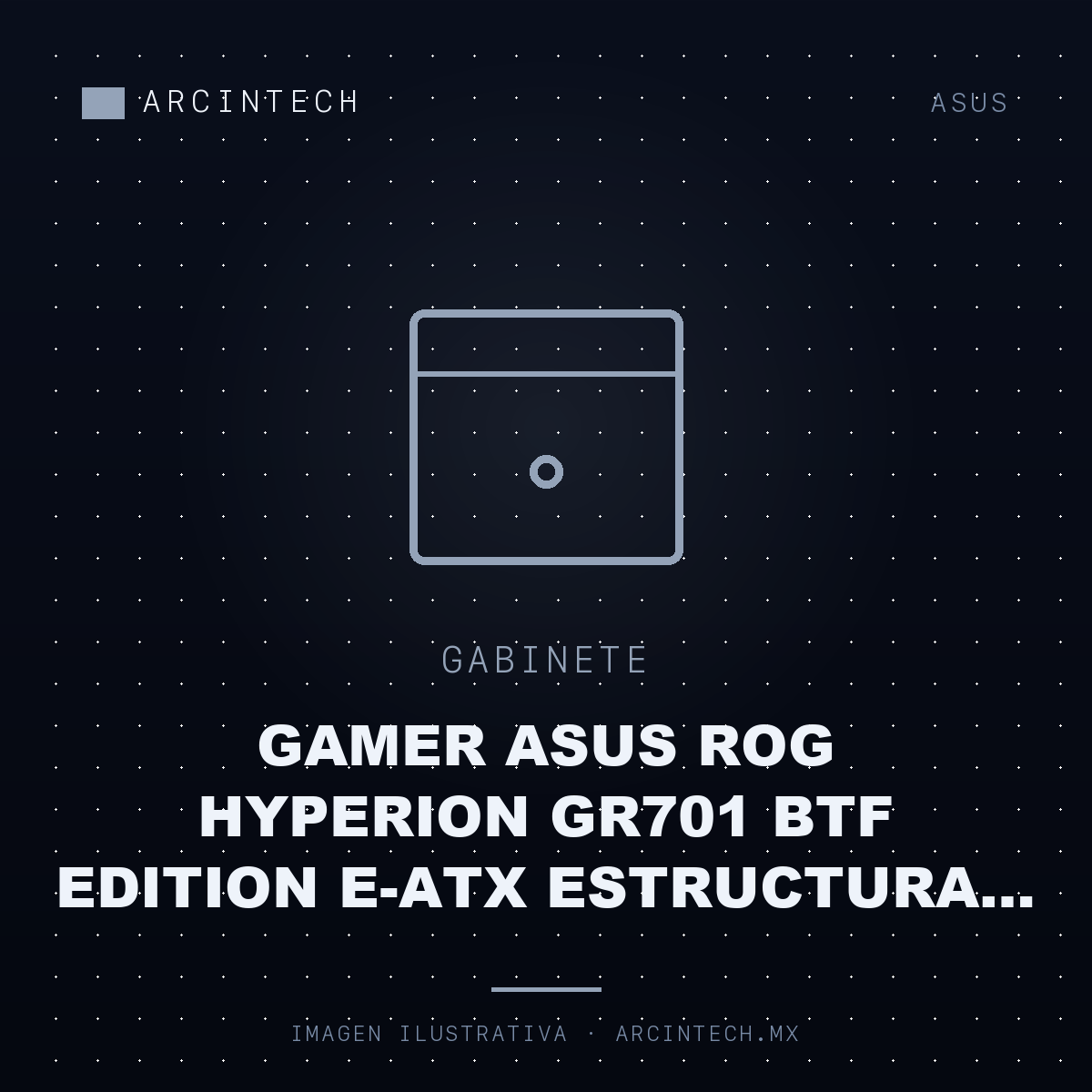 Gabinete Gamer ASUS Rog Hyperion GR701 Btf Edition E-ATX Estructura Semiabierta Ventana RGB USB 4.0 sin Fuente 4 Ventiladores Pwn Negro