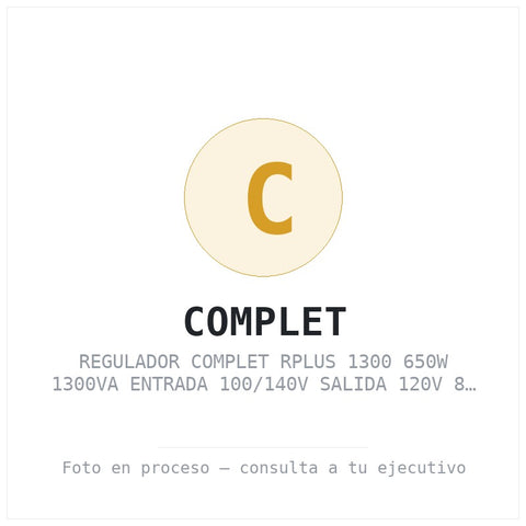Regulador Complet Rplus 1300 650W 1300VA Entrada 100/140V Salida 120V 8 Salidas
