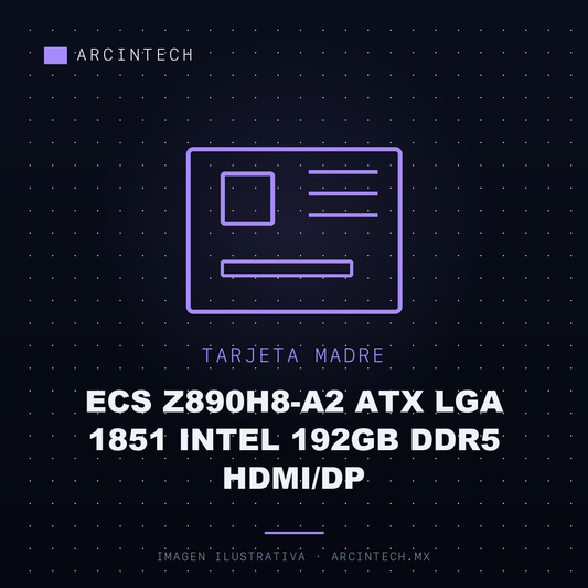 Tarjeta Madre Ecs Z890H8-A2 ATX LGA 1851 Intel 192GB DDR5 Hdmi/dp