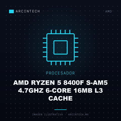 Procesador AMD Ryzen 5 8400F S-AM5 4.7GHz 6-CORE 16MB L3 Cache