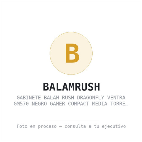Gabinete Balam Rush Dragonfly Ventra GM570 Negro Gamer Compact Media Torre ATX 4XVENTILADORES ARGB Cristal Templado Frente Tipo