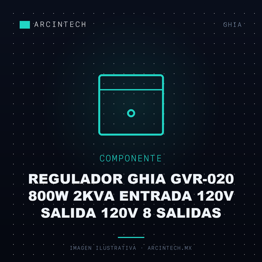 Regulador Ghia GVR-020 800W 2KVA Entrada 120V Salida 120V 8 Salidas