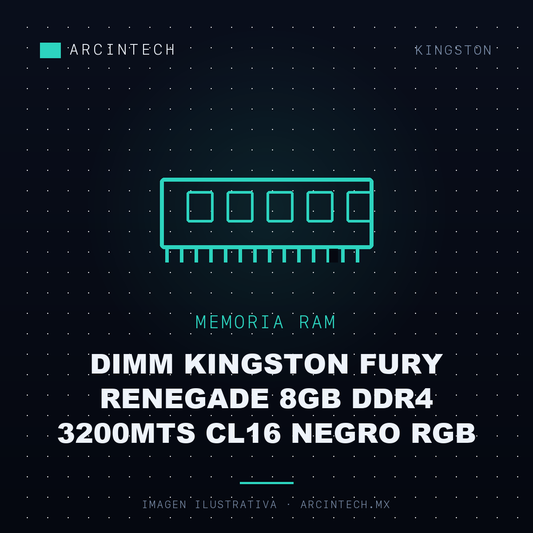 Memoria RAM Dimm Kingston Fury Renegade 8GB DDR4 3200MTS CL16 Negro RGB