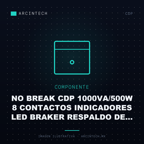 No Break Cdp 1000VA/500W 8 Contactos Indicadores LED Braker Respaldo de Batera y Sup de Picos
