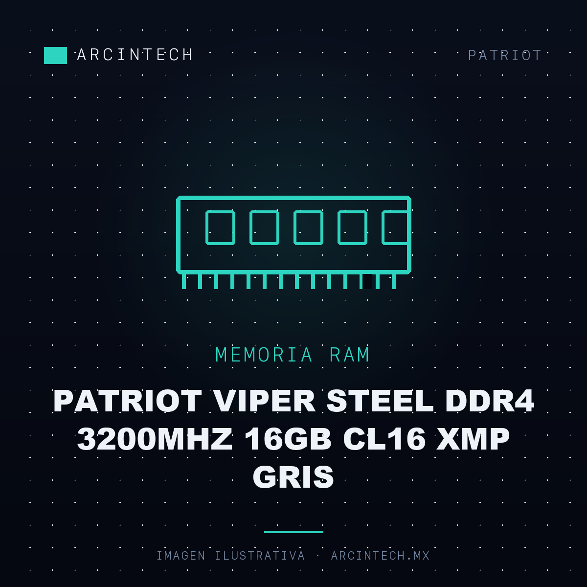 Memoria RAM Patriot Viper Steel DDR4 3200MHz 16GB CL16 Xmp Gris