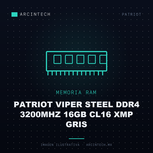 Memoria RAM Patriot Viper Steel DDR4 3200MHz 16GB CL16 Xmp Gris