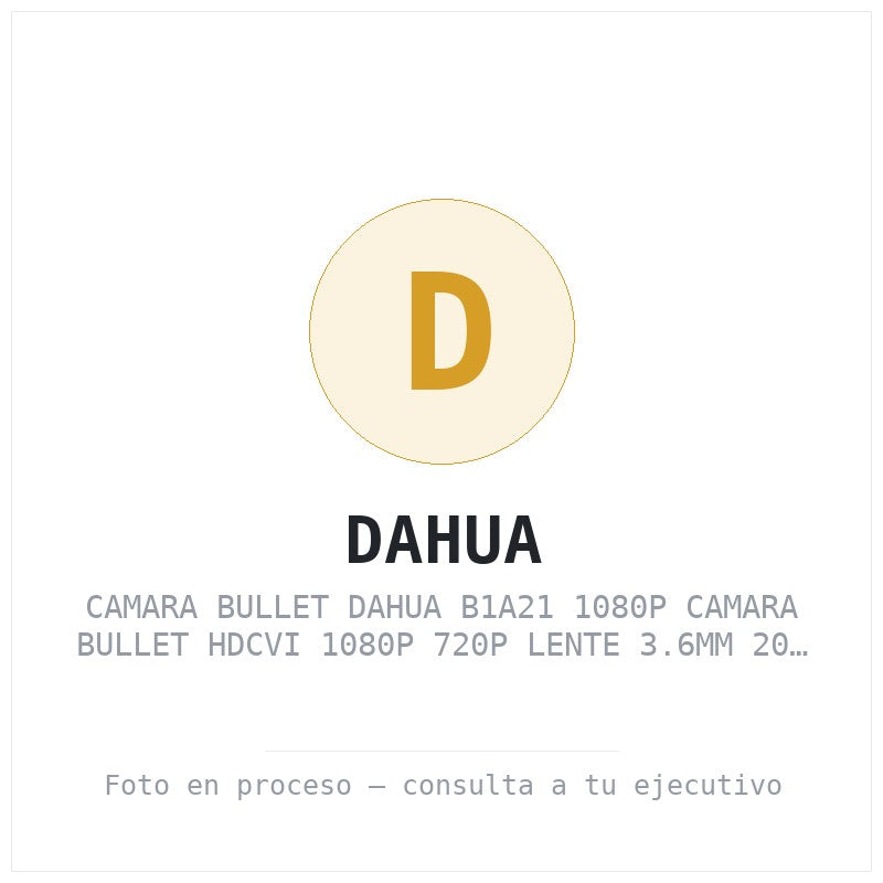 Camara Bullet Dahua B1A21 1080P Camara Bullet Hdcvi 1080P 720P Lente 3.6MM 20 Mts 93 Grados