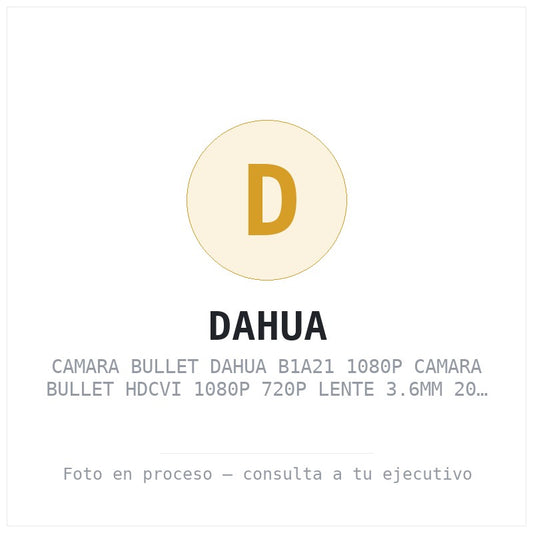 Camara Bullet Dahua B1A21 1080P Camara Bullet Hdcvi 1080P 720P Lente 3.6MM 20 Mts 93 Grados